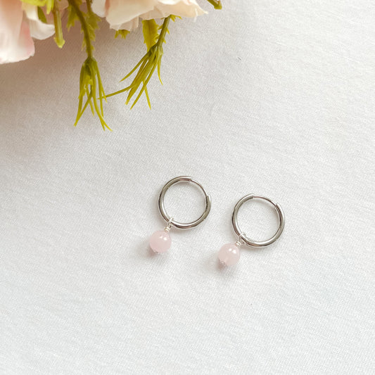 Rose Quartz Huggie Earrings