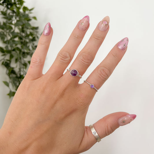 Crystal Bead Rings | Silver Plated