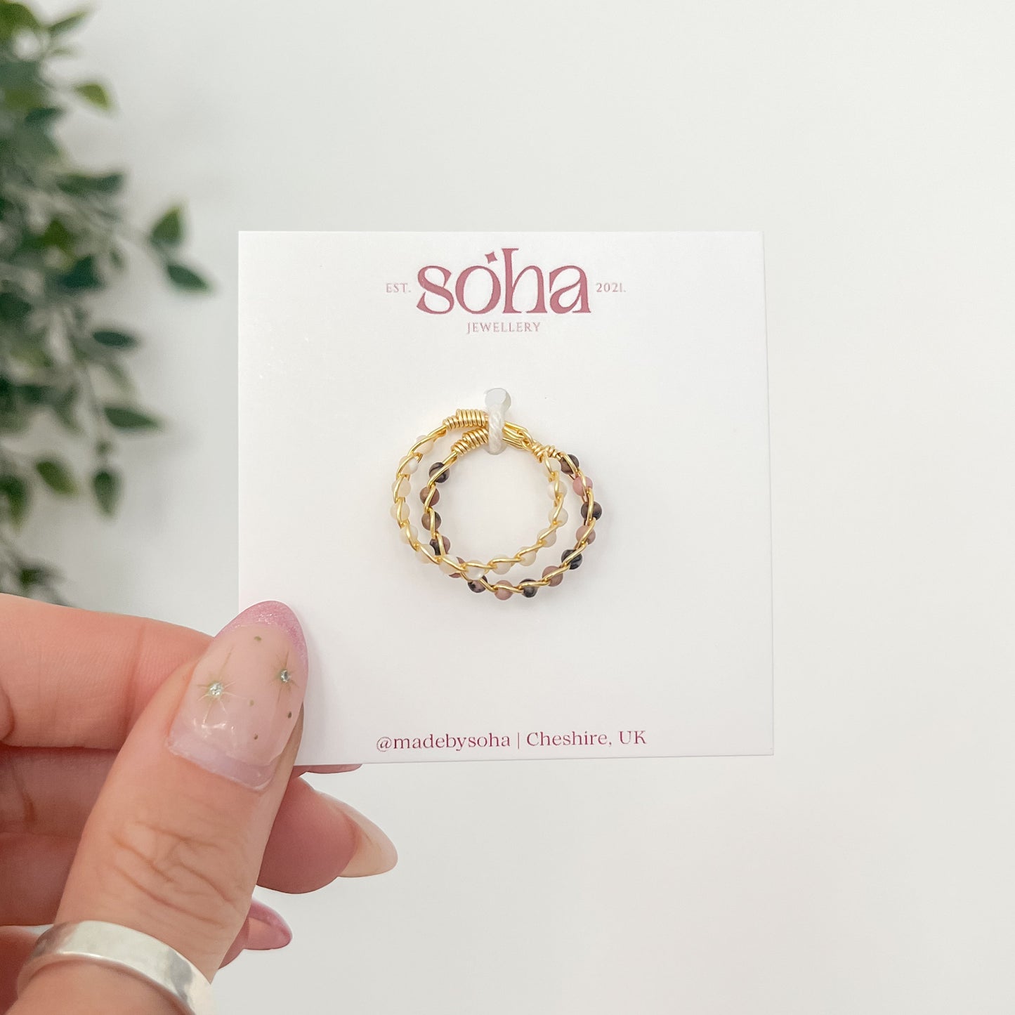 Dainty Braided Gemstone Rings | Gold Plated