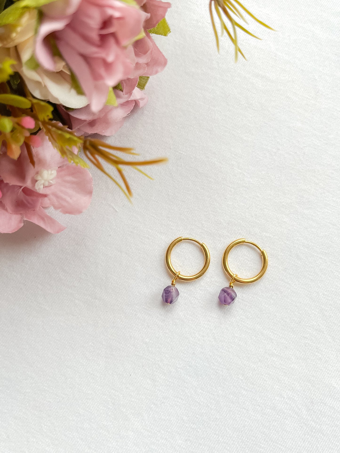 Amethyst Huggie Earrings