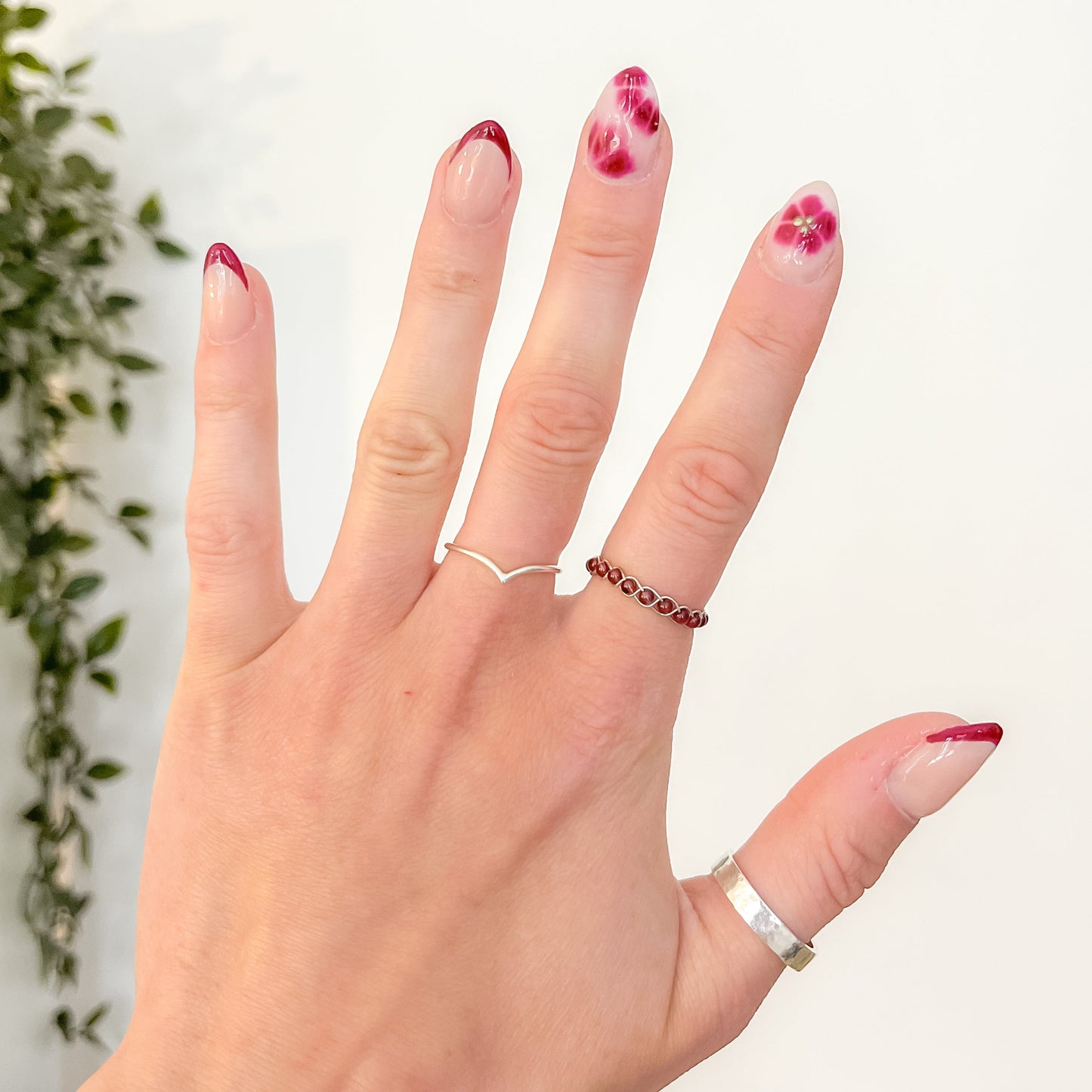 Dainty Braided Gemstone Rings | Silver Plated