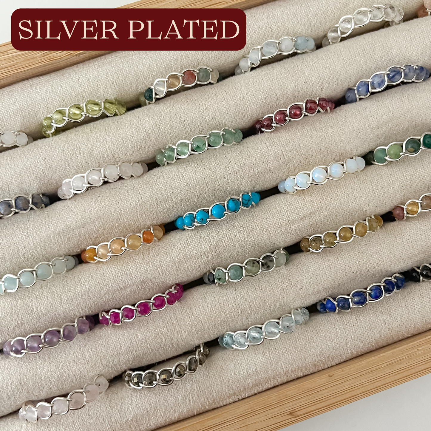 Braided Gemstone Rings | Silver Plated
