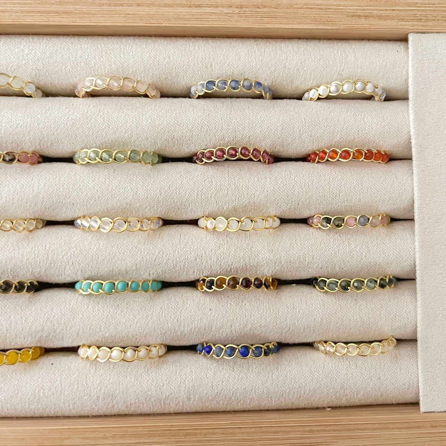 Dainty Braided Gemstone Rings | Gold Plated