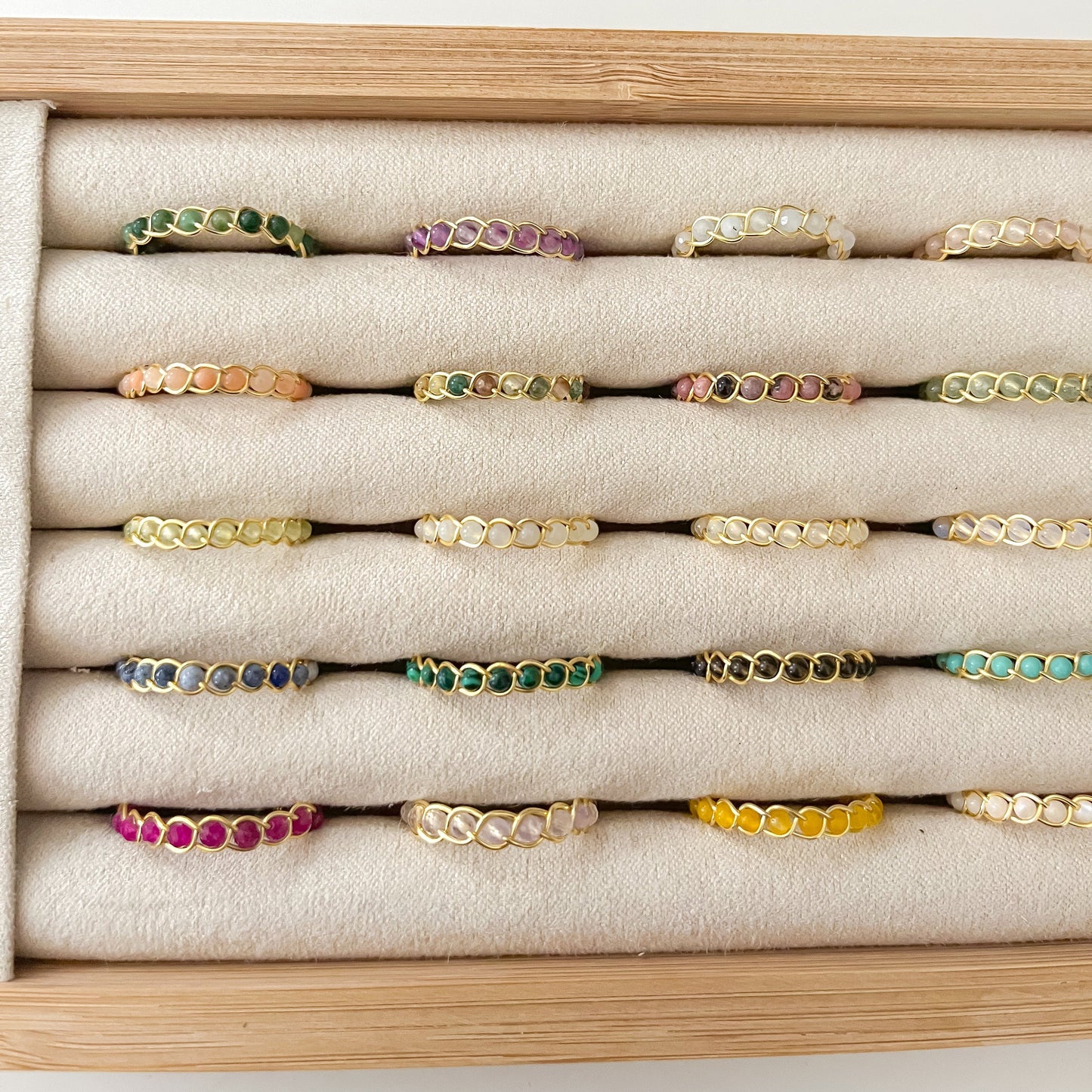 Dainty Braided Gemstone Rings | Gold Plated