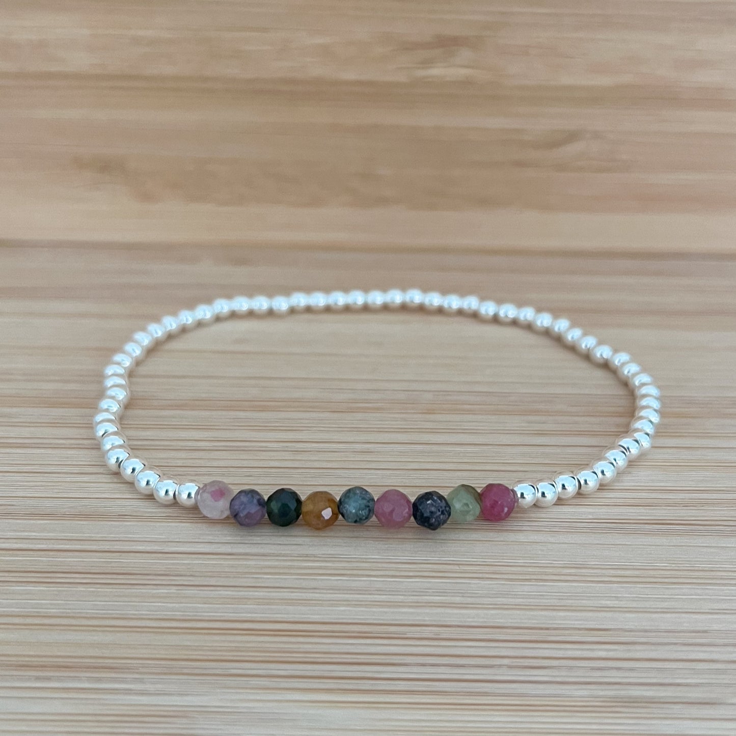 Silver Watermelon Tourmaline Bracelet