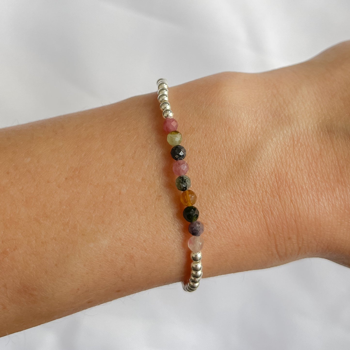 Silver Watermelon Tourmaline Bracelet