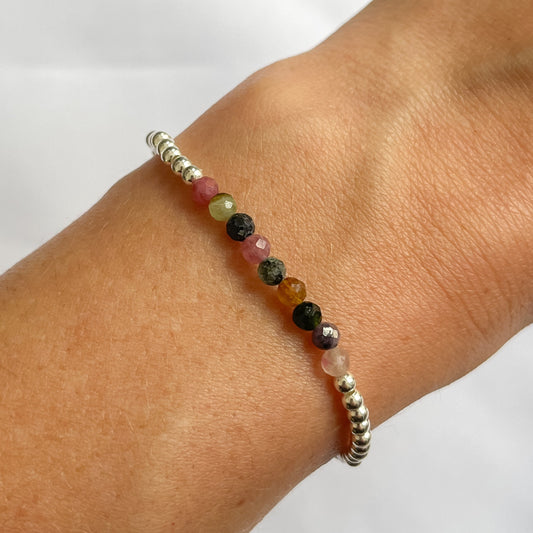 Silver Watermelon Tourmaline Bracelet