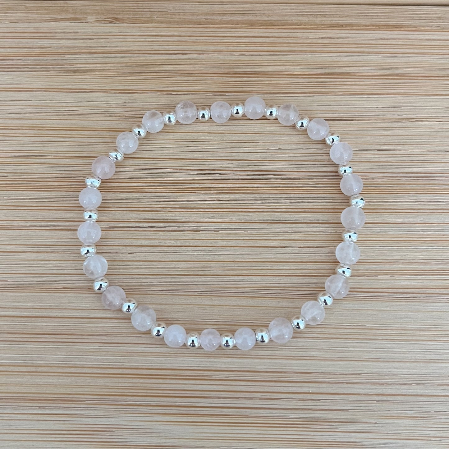 Silver & Rose Quartz Bracelet