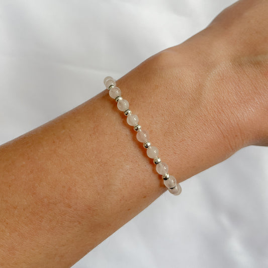 Silver & Rose Quartz Bracelet