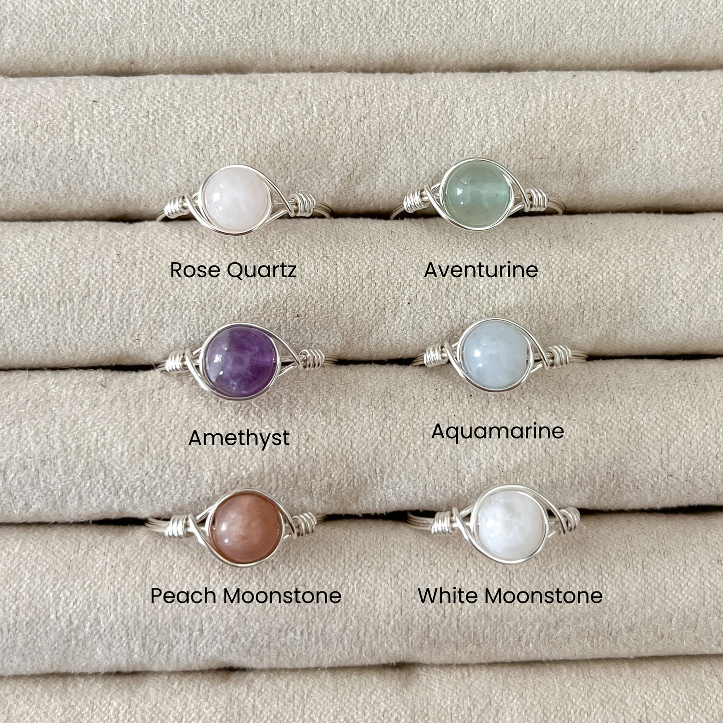 Crystal Bead Rings | Sterling Silver
