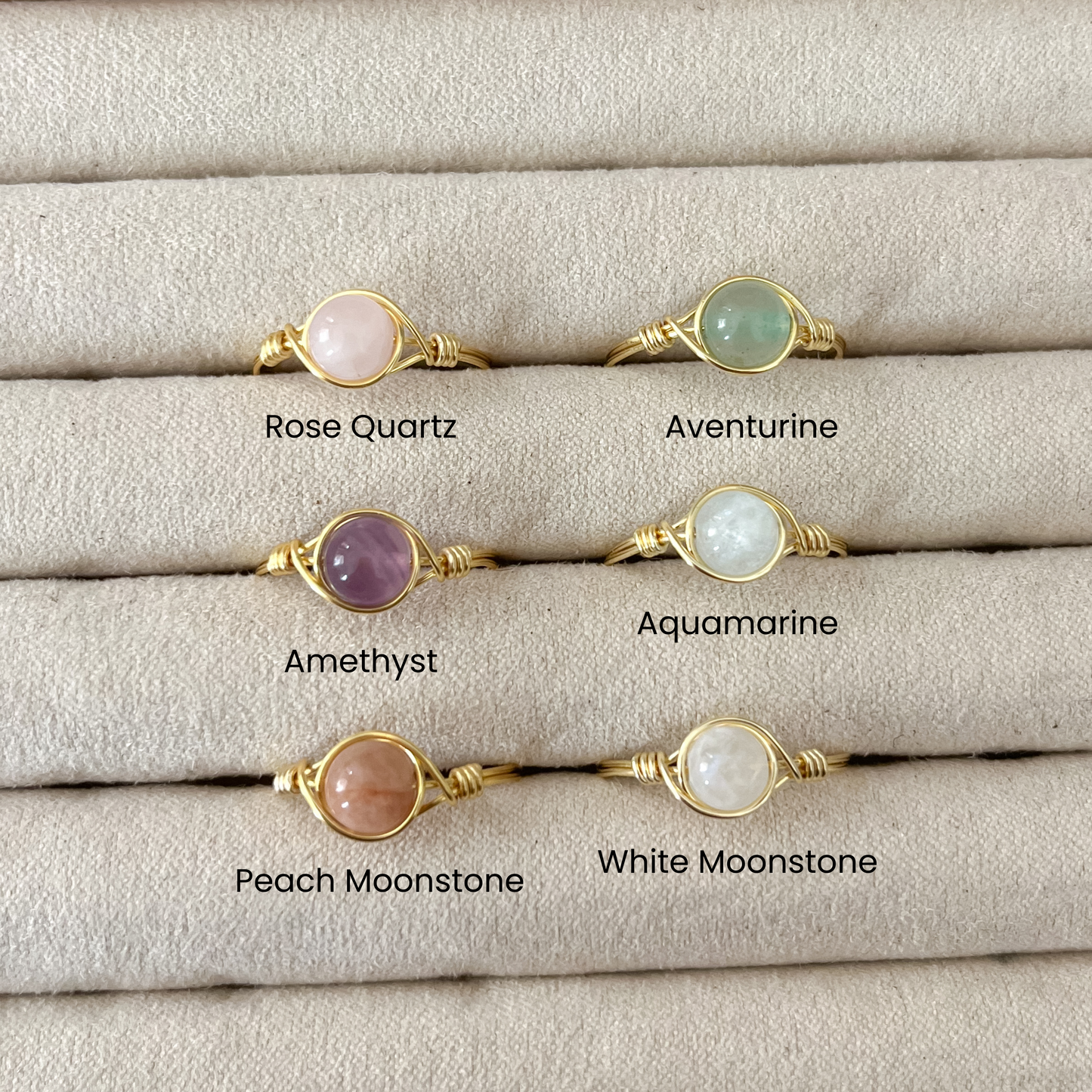 Crystal Bead Rings | Gold Plated