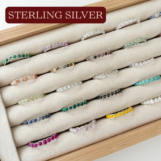 Dainty Braided Gemstone Rings | Sterling Silver