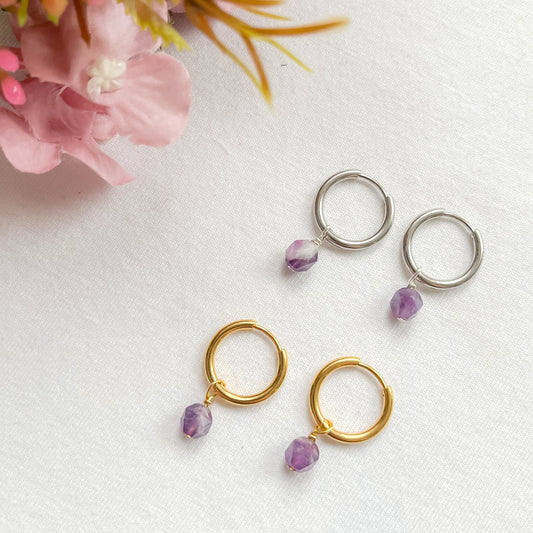 Amethyst Huggie Earrings