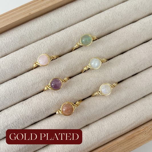 Crystal Bead Rings | Gold Plated