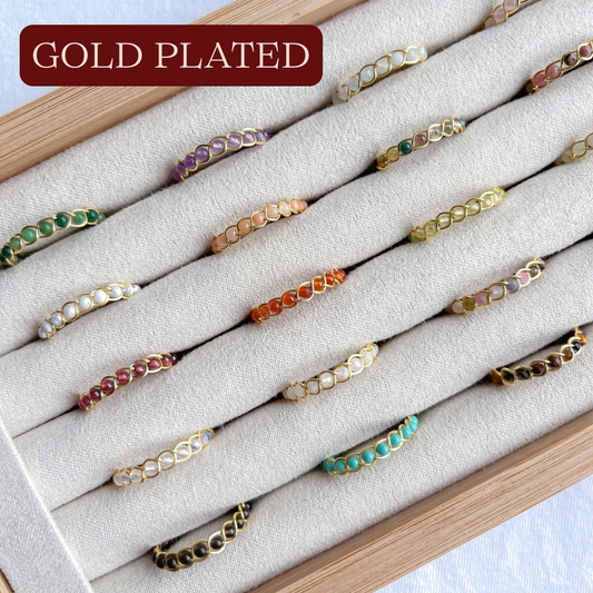 Dainty Braided Gemstone Rings | Gold Plated
