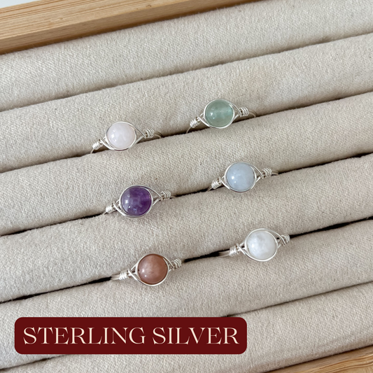 Crystal Bead Rings | Sterling Silver