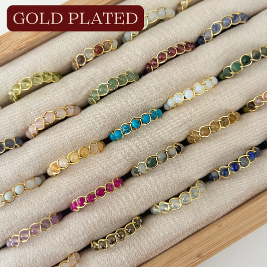 Braided Gemstone Rings | Gold Plated