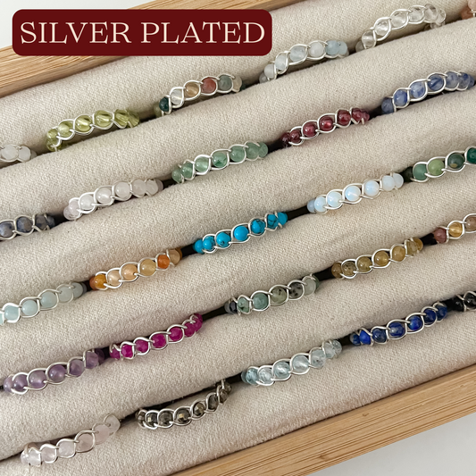 Braided Gemstone Rings | Silver Plated