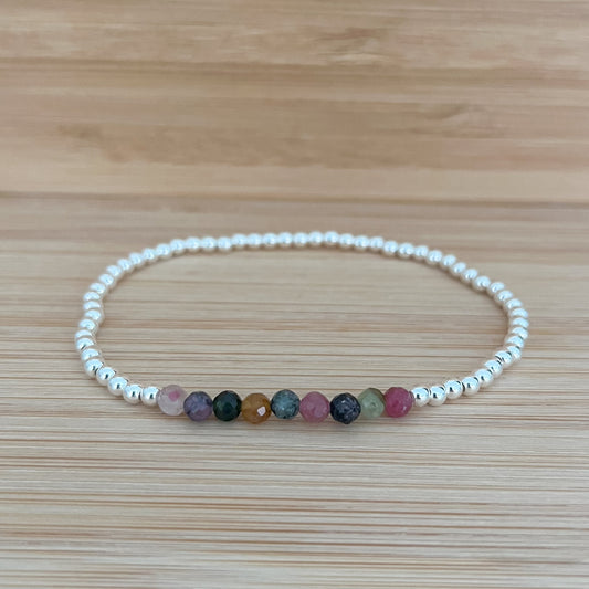 Silver Watermelon Tourmaline Bracelet
