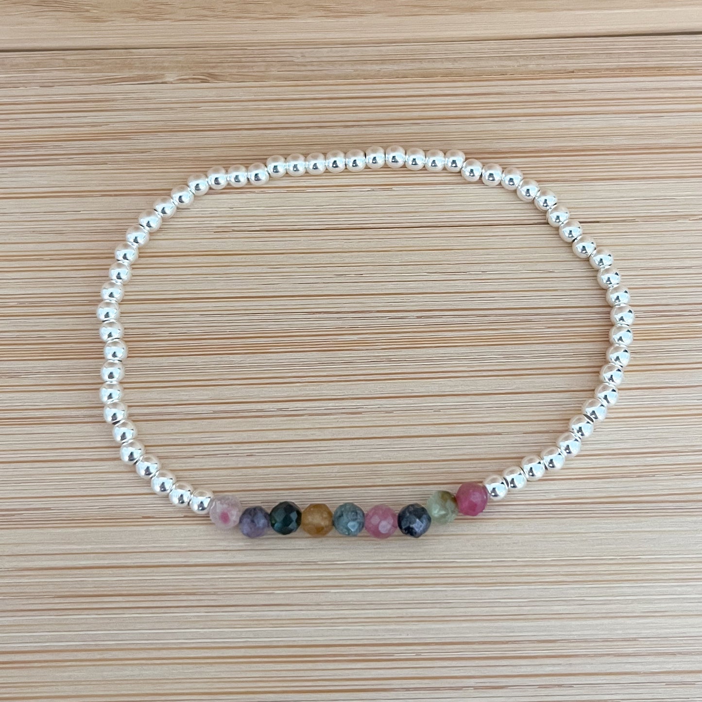Silver Watermelon Tourmaline Bracelet