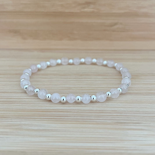 Silver & Rose Quartz Bracelet